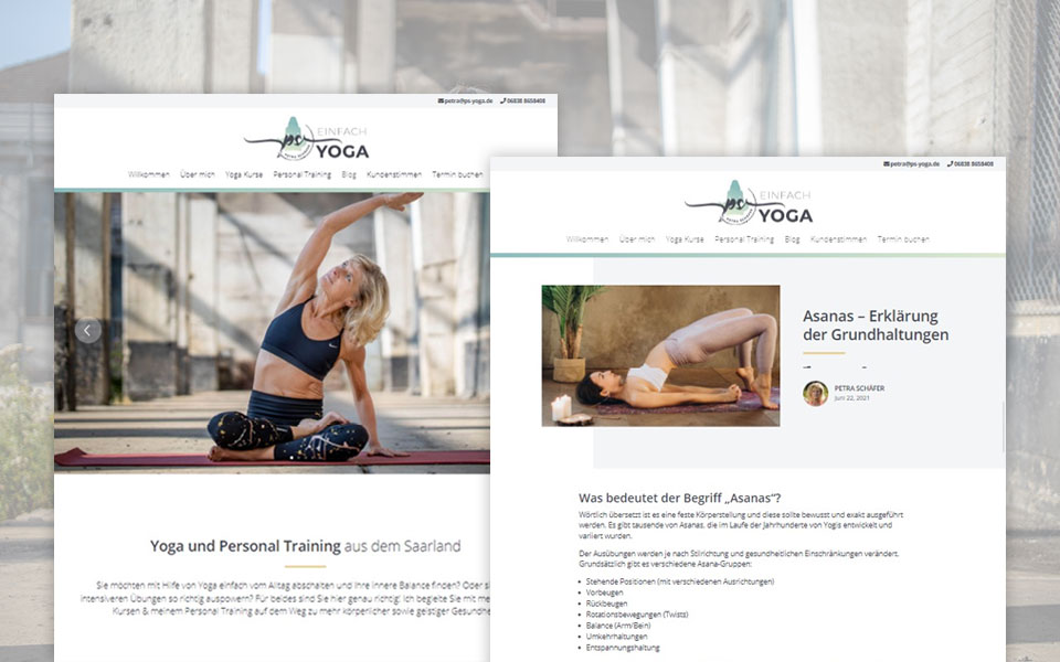 Webdesign Saarland - Die Startseite der Website PS Yoga